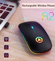 Mice New 1600DPI Slim Mute Silent Rechargeable 24Ghz Wireless Notebook Desktop Mouse Colorful Breathing LightsPower Saving J230213