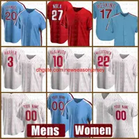 shirt Mens Women Baseball Jersey 10 JT Realmuto Bryce Custom 3 Harper 20 Mike Schmidt 10 Darren Daulton 32 Steve Carlton