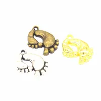 300 PCS Lot Metal footprint charms 20 15mm baby foot charms good for DIY craft 3 colors263y
