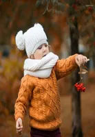 Шляпы Furtalk Kids Winter Hat Children 2 Pom Beanie и Scarf Sets Mabon Girls Boys Double Layer тепло