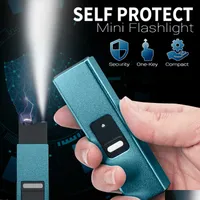 손전등 토치 휴대용 충전식 손전등 USB 키 체인 기절 도구 자체 방어 보호 미니 야외 조명 LED 드롭 디브 DHRIZ