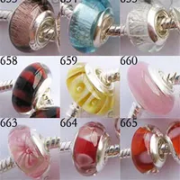 550pcs Murano Glass Beads Charms Silver Splated Single Core Koralik Charm Mieszanka 20 Style Fit Bransoletka 270c