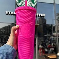 Personalisierte Starbucks -Tassen schillernden Bling Rainbow Einhorn besetzt kalte Tasse Becher Kaffeetassen mit Stroh und Deckel