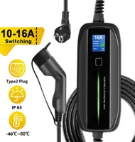 EVSE Electric Car Vehicle Type 2 Portable EV Charger Charging Box C￢ble 36KW Switable 1016a SCHUKO PLIG avec 6m Cable7833285