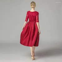 Vestidos informales Spring Autumn Bride 2023 Red Lace Groom Madre Formal A-Line Party Dress Mujer mujer