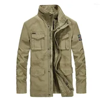 Giacche da uomo di qualità marca giacca militare uomini uomini autunno inverno cotone multipocchi di outwear dell'esercito a metà lungo cappotto chaqueta hombre