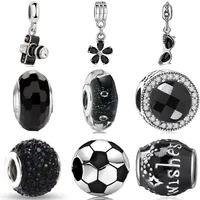 925 Sterling Silver Dangle Charm Black Series Cat Glass Crystal Crystal Camera Gafas Beads Bead Fit Pandora Charms Bracelet Diy 280a