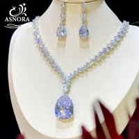 Bröllop smyckesuppsättningar asnora kubik zirkoniumhalsband örhängen set lyx brud för kvinnor klädtillbehör x0205 230213