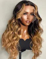 Glueless Invisiable Crystal HD Lace T1b/27 Ombre Honey Blonde Body Wave 4x4 Lace Front Wig Human Hair Wig