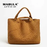 Totes MABULA Stylish Women Woven Tote Luxury Design High Quality Handbag Neoprene Large Capacity Shoulder Bag With Purse Crossbody Bag 0214V23