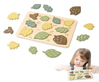 Baby Toy Children Montessori Nordic Style Puzzle Wooden Set Leaf Stacking Blocks Drawing Board Games Educational Cognition Toys Gi8173465