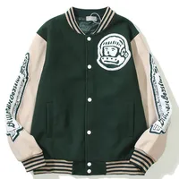 Мужские куртки хип -хоп мужская обзорная куртка Harajuku Vintage Bomber Astronaut Lose Sport Baseball Униформа стиля улицы 230213