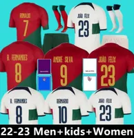 2022 Maglie da calcio del Portogallo 23 Joao Felix Ruben Dias Shirt da calcio Bernardo B. Fernandes Ronaldos Danilo Andre Silva 22 23Camisa de Futebol Cancelo Men Kit Kit