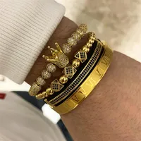 3 pezzi set da uomo bracciale gioielli bracciale corona fascia macrame perline macrame braccialetti intrecciati di gioielli di lusso per donna braccialetti da donna 202v