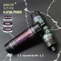 Novo vape descart￡vel Vape 10000 Puffs Sabores e dispositivo de cigarro Breze Stiik King Max Kit Sub-Ohm Mesh Mesh Coil 20ml POD 1% Vapes Airflow Flow