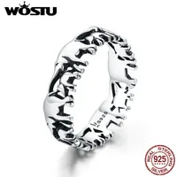 Wostu 100% Real 925 Sterling Silver Animal Elephant Family Finger Rings For Women Silver Fashion 925 Sieraden Gift CQR344272E