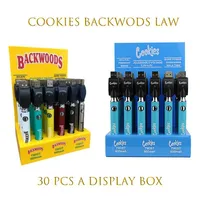 Cookies Backwoods Law Electronics Twist Preheat VV Battery 900mAh Bottom Voltage Adjustable Usb Charger Vape Pen 30Pcs with Display Box VS