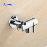 Angle Valves Aqwaua Faucet Angle Valve with Holder Water Stop Valve Switch for Shower Water Control Bathroom Accessories Chrome Plated 230213