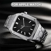for Apple Watch Series 7 6 5 4 SE Luxury Premium Stainless Steel Protective Case Band Strap Cover iWatch 44mm 45mm322S