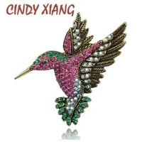 CINDY XIANG Colorful Rhinestone Hummingbird Brooch Animal Brooches for Women Korea Fashion Accessories Factory Direct Whole246I
