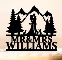 Custom Cake Topper with Mountain Couple Personalized Mr Mrs Wedding cake topper Calligraphy Party Decor For Birthday 2206188760891