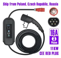 Parts 11kw Type 2 16A 3P Ev Charger IEC 621962 CEE Plug Portable EVSE Charging Station Electric Vehicle Car8901084