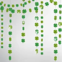 Party Decoration St.patricks Day Decorations Green Leaves Glitter Shamrock Clover String Chain Hanging Garlands Irish Birthday Decor