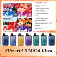Original Elfworld Ultra 5000 Puffs Disposable Vape Pen E Cigarette With Rechargeable 650mAh Battery 13ml Prefilled Pod DC5000 Bar Kit 15 Flavors