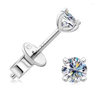 Stud Earrings IOGOU 925 Sterling Silver For Women 0.2-2.0Carat Moissanite Solitaire Ear White Gold Plated Fine Jewelry Gift