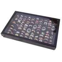 Smycken påsar väskor sammet 100 slots ringörhängen display box showcase förvaringsfodral hållare magasinarrangör lådor med lock lxhjewelry177d