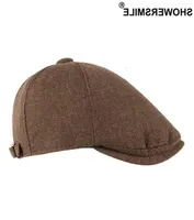 Flat Pet Hat Men for Summer Brown Hats Linen Paper Boys Baret British Style Driver Cap23643366514