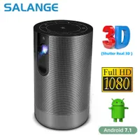 Проекторы Salange P9 DLP Full HD Проектор Mini 1080p Proyector 3D Android LED Mobile Projetor Wi -Fi Bluetooth 8000mah Батарея видео Beamer 230214