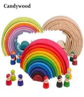 Big rainbow baby pile Waldorf doll games children039s creative building blocks Montessori wooden educational toysOTZO5986564