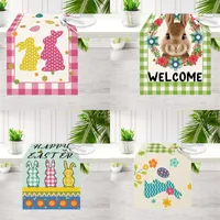 Easter Table Runner 30*182cm Linen Single Printed Spring Summer Seasonal Holiday Kitchen Dining Table Decoration