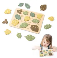 Baby Toy Children Montessori Nordic Style Puzzle Wooden Set Leaf Stacking Blocks Drawing Board Games Educational Cognition Toys Gi7846482