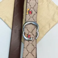 Cinturón de diseñador para hombres Cinturones de lujo Hebillas G Fashion Classical Bronce Big Smooth Hebilla Ratón Genuino Correa de cuero 3.8 cm