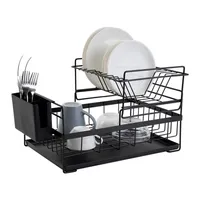 Drenaj tahtası drenajı ile çanak kurutma rafı mutfak hafif hizmet tezgahı mutfak eşyası düzenleyici depolama evi siyah beyaz 2-katmanlı 21090226t