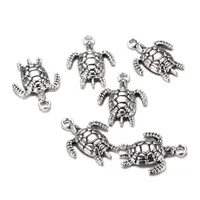 100pcs Lot 23 17mm Antika Gümüş Alaşımlı Kaplumbağa Takımları Mücevher Yapma Metal Hayvan Kolye DIY Bulguları için 218o