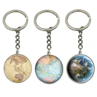Earth Globe Art Pendant Keychains Gift World travel Adventurer Key ring World Map Globe Keychain Jewelry343I