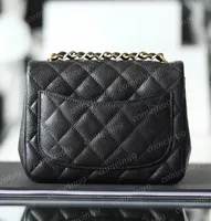 Zomer Fashion Classic Designer Mini Women Flap Bag Echte Caviar Leather Lambskel Vrouw Single Crossbody Schouderkettingzakken 10A Originele kwaliteit Handtassen Box