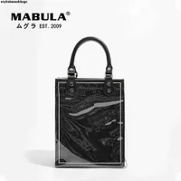 Totes MABULA Waterproof PVC Shopper Bags Eco Friendly Kraft paper Women Tote Bag High Quality Top Handle Handbags Female Shopping Bag 0215 23