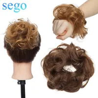 Bangs SEGO Real Human Hair Updos Donut Chignon Bundle Elegant Women Girls Bod Scrunchies Extensiones de cabello Wrap Ponytail 17G/30G 230215