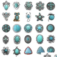 Other Turquoise Components 18Mm Elephant Owl Cross Turtle Metal Snap Button Fit Diy Jewelry Drop Delivery Findings Dhyij