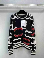 Kadın Örgü Tees Designer Sweaters 2023 Yeni Bahar O Boyun Uzun Kollu Nakış Yüksek Uçlu Jacquard Pullovers Kazak 1112-5 5V70