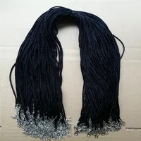100st Black High Quality Satin Silk Necklace Cord 2 0mm 18 '' med 2 '' Extension Chain Leadnickel 2702