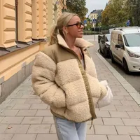 여성 재킷 여성 겨울 양털 재킷 인조 가짜 전반 겉옷 코트 암컷 스웨이드 모피 코트 따뜻한 두꺼운 양고기 턱 동물