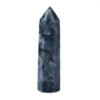 Dekorativa figurer Vackra naturliga kristall svart labradorite -punkt läkningsstenar torn för heminredning