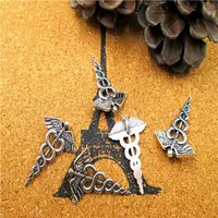 90pcs - Antie Tibetan Silver Caduceus Symbole Medical Symbol with Wings Snakes Charms 30x20mm219e