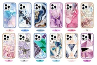 Luxury Marble IMD Strong Phone Cases for iPhone 14 13 12 11 Pro Max XR XS 7 8 plus 3 in 1 Militray Shockproof Heavy Duty Cellphone Cover