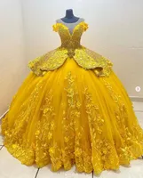 Cinderella Princess Quinceanera Vresses 2023 Cheer Neck 3D Floral Happique Corset Prom Mexican Quinceanera Dress